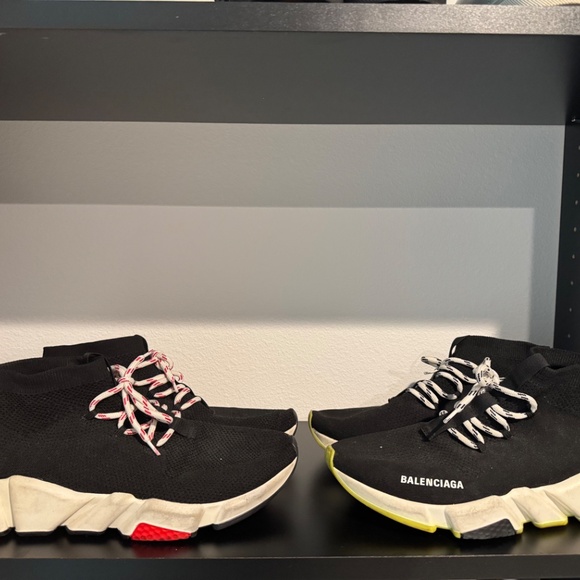 Balenciaga Speed Trainer Lace-Up 'Black White Red' Sock Sneakers - Picture 2 of 4